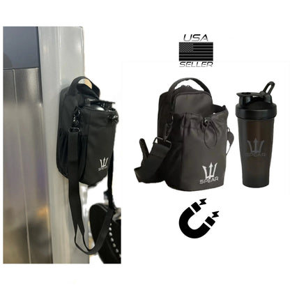 SPEAR Magnetic Gym Bottle Bag with 20 oz Shaker Bottle - Organize Your Fitness Gear Efficiently