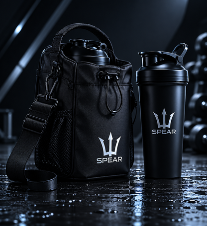 SPEAR Magnetic Gym Bottle Bag with 20 oz Shaker Bottle - Organize Your Fitness Gear Efficiently
