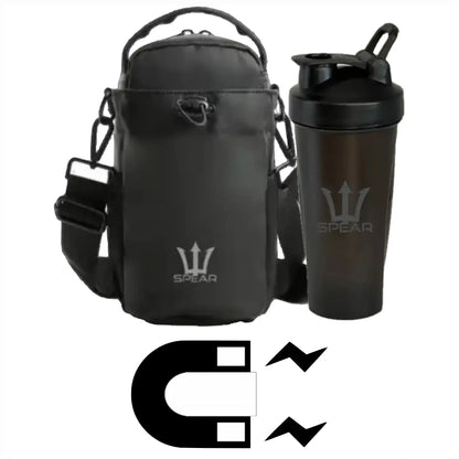 SPEAR Magnetic Gym Bottle Bag with 20 oz Shaker Bottle - Organize Your Fitness Gear Efficiently